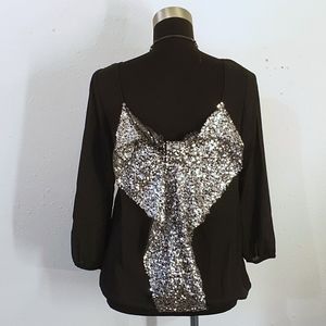 RUE 21 Blouse Silver Sequin Bow